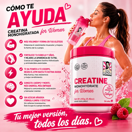 Creatina para mujeres - tabla de ingredientes 5000mg creatina 2000mg colágeno 1000mg BCAA