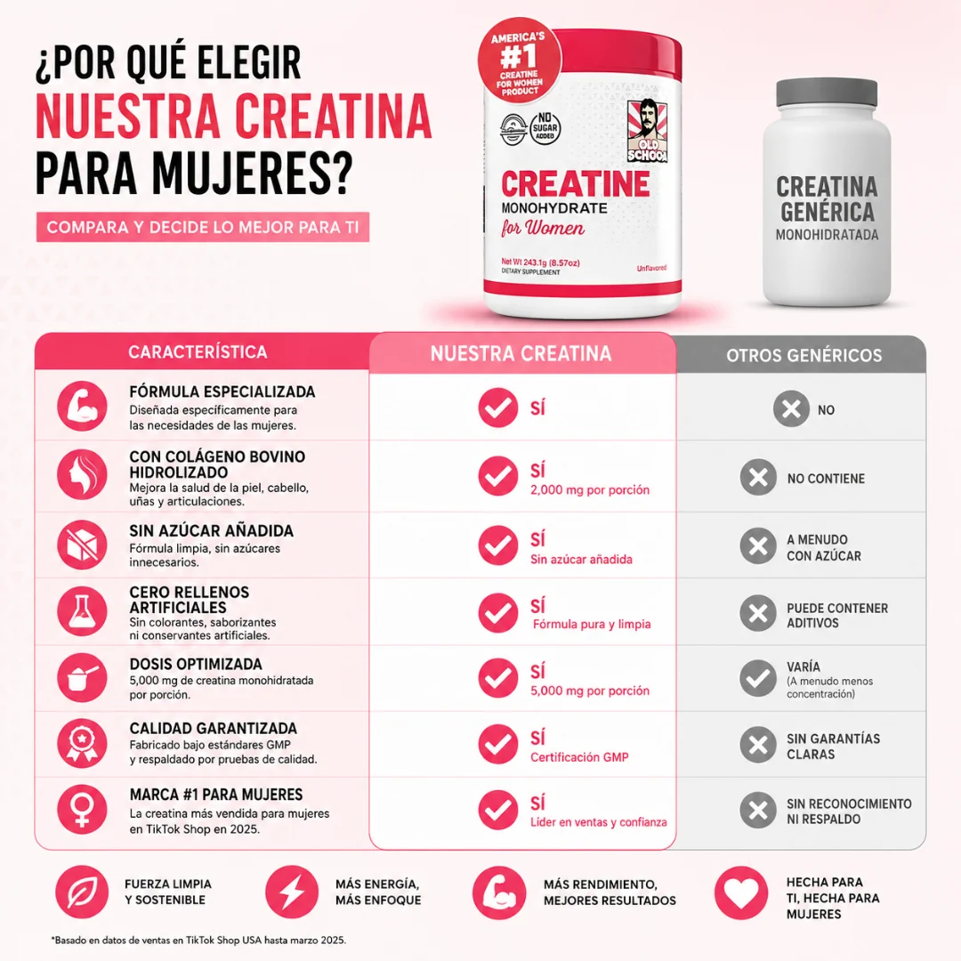 Creatina para mujeres - fórmula sin sabor sin azúcar añadida